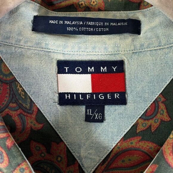 Tommy Hilfiger 100% Cotton Dress Floral Print Shirts Size XL - Picture 7 of 8